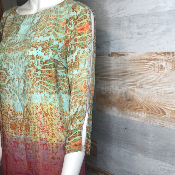 Anthro Maeve Cleome Silk Ombre Print Dress - Picture 5 of 8